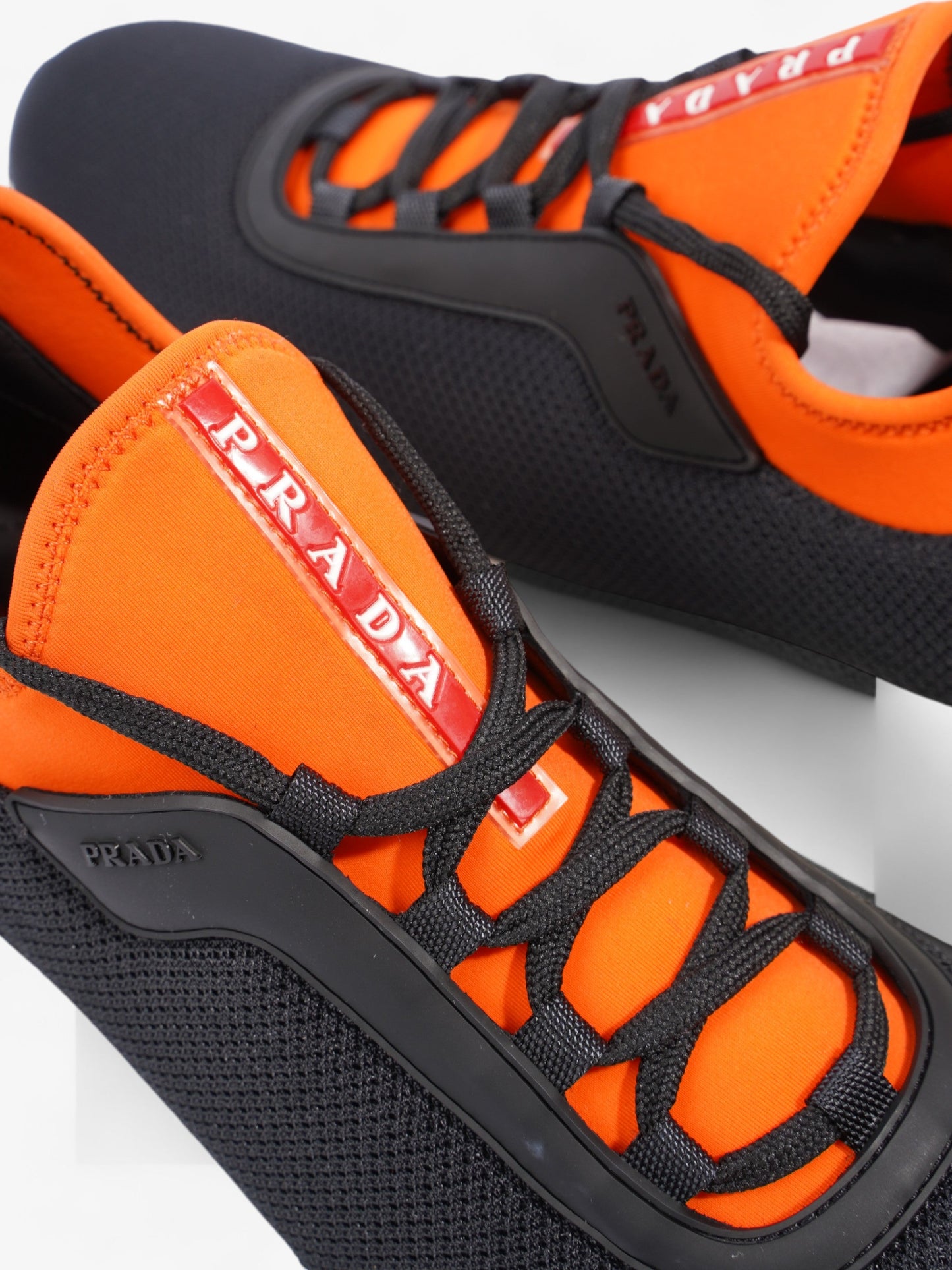 Prada Neoprene Sneakers Black / Orange  Neoprene EU 43 UK 9