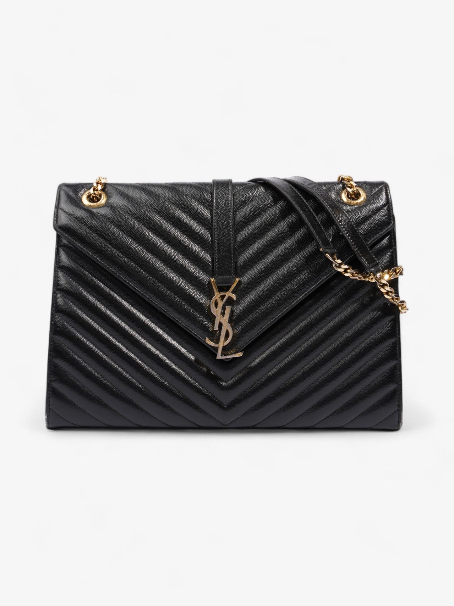Saint Laurent Envelope Black Grained Leather Large