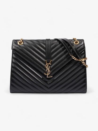 Saint Laurent Envelope Black Grained Leather Large