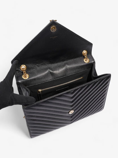 Saint Laurent Envelope Black Grained Leather Large