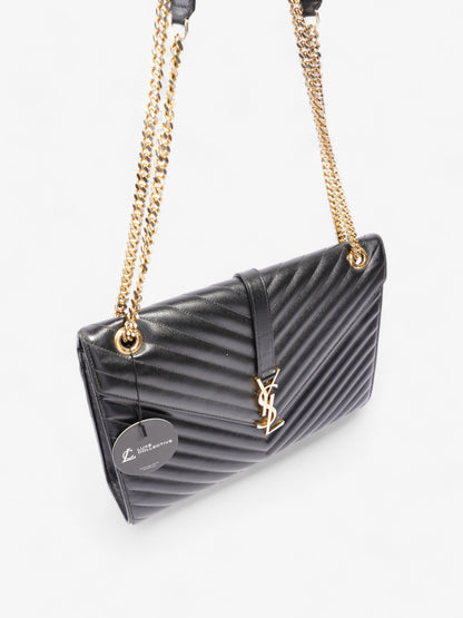 Saint Laurent Envelope Black Grained Leather Large