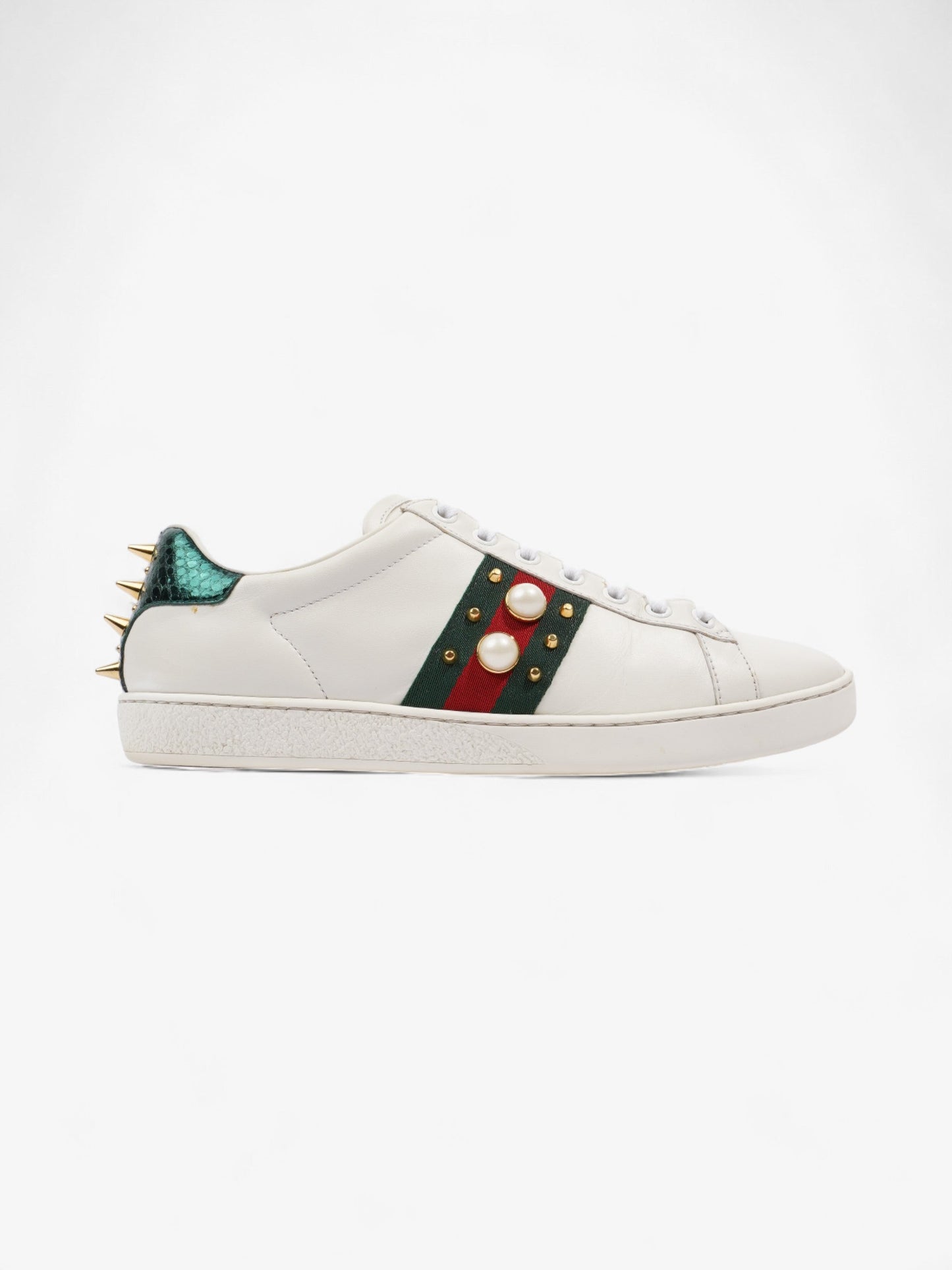 Gucci Ace Studded Sneakers White / Green / Red Leather EU 38 UK 5