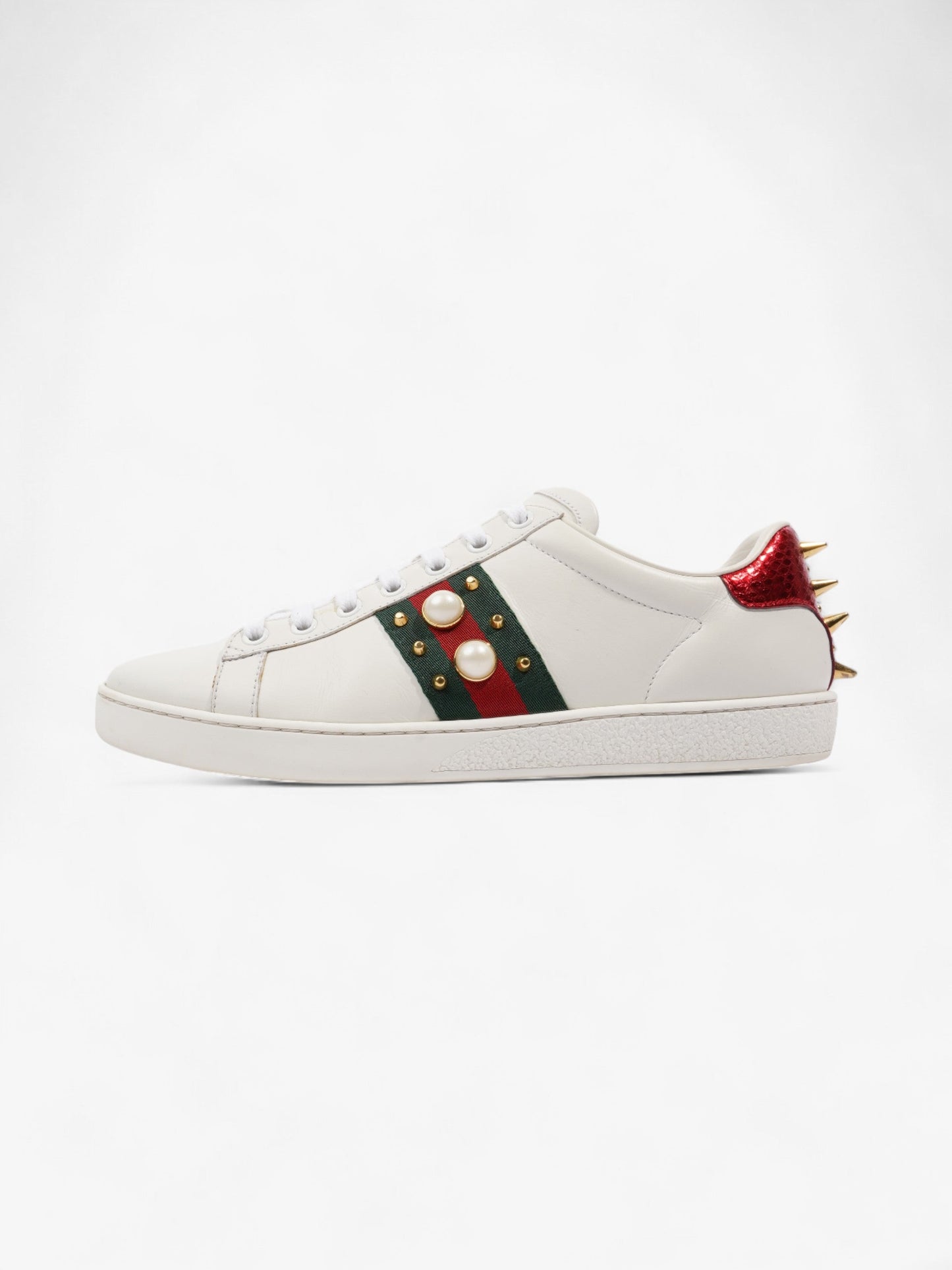 Gucci Ace Studded Sneakers White / Green / Red Leather EU 38 UK 5