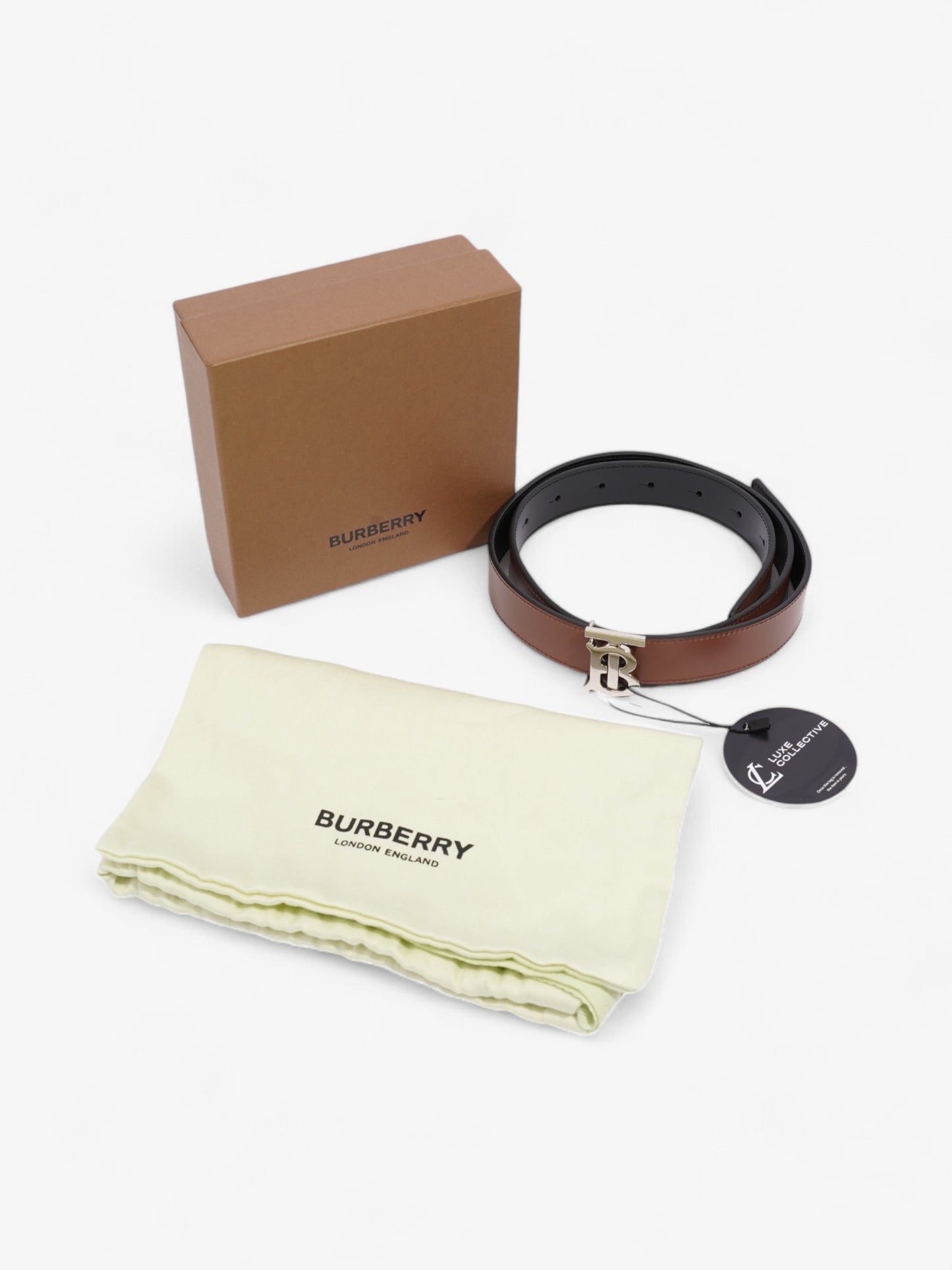 Burberry TB Reversible Belt Brown / Black Leather Small 62.5 - 77.5cm