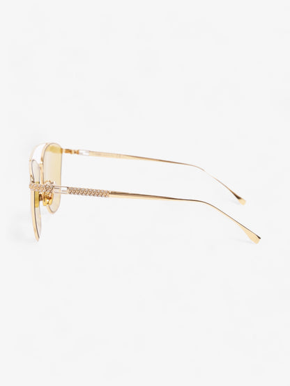Fendi Baguette Aviator Sunglasses Gold / Yellow Acetate 145mm