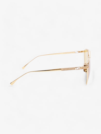 Fendi Baguette Aviator Sunglasses Gold / Yellow Acetate 145mm