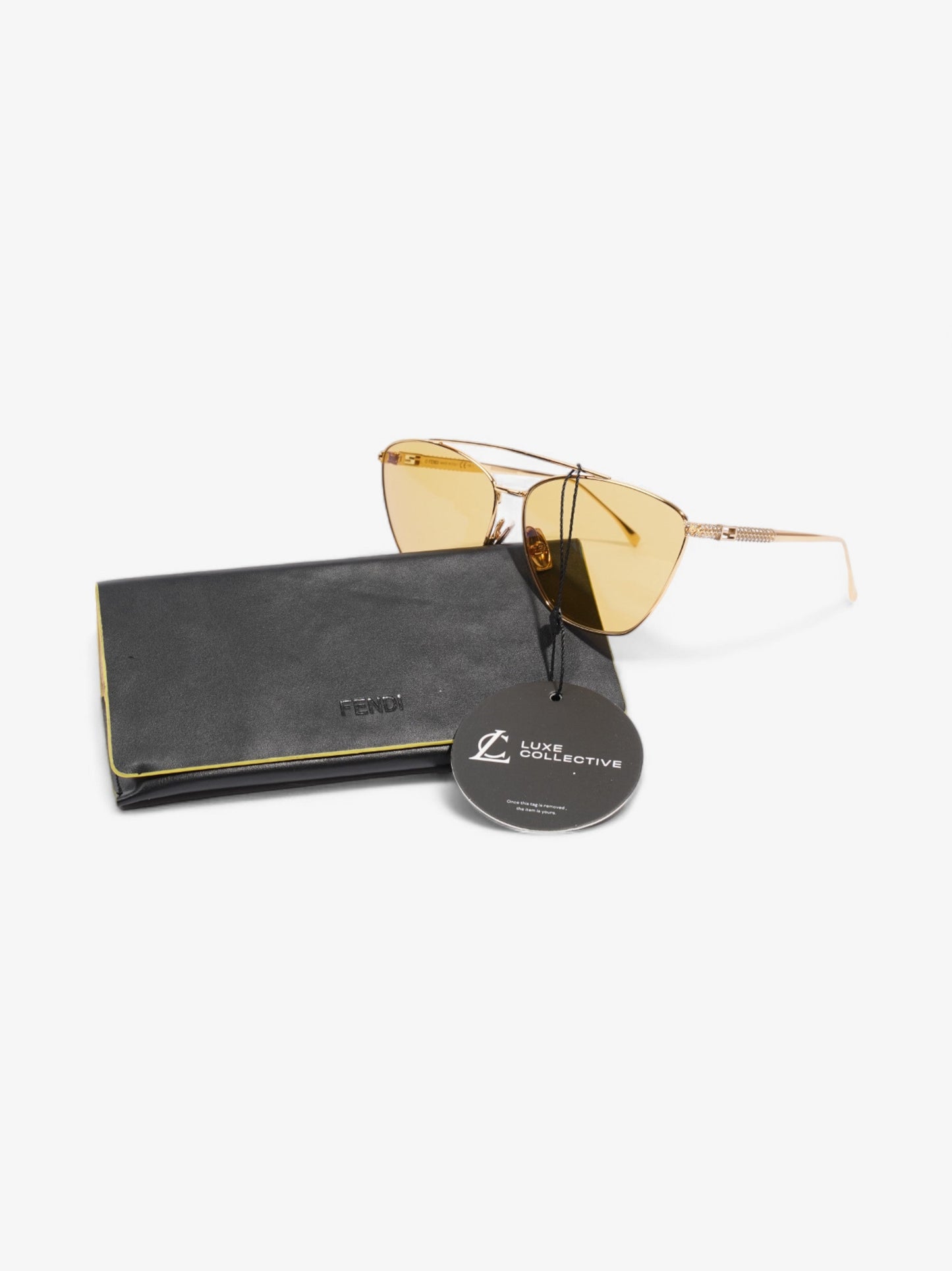 Fendi Baguette Aviator Sunglasses Gold / Yellow Acetate 145mm