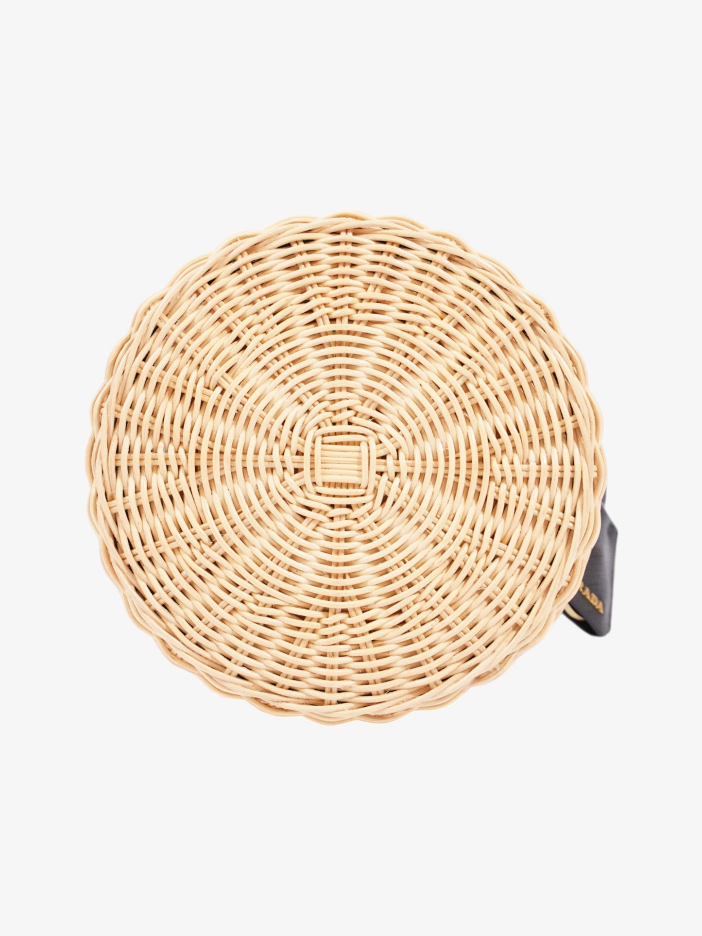 Prada Wicker Bucket Bag Black / Natural Canvas