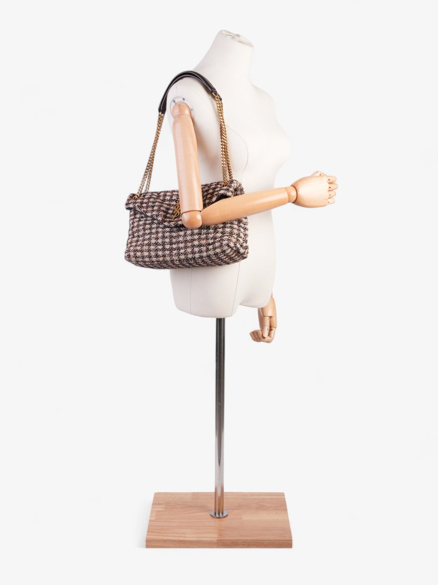 Saint Laurent Lou Lou Burgundy / Beige Tweed Medium