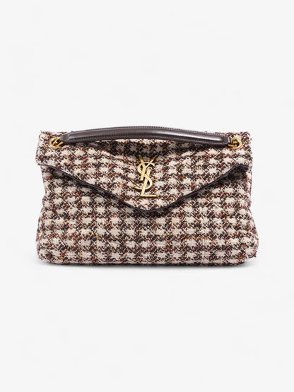 Saint Laurent Lou Lou Burgundy / Beige Tweed Medium