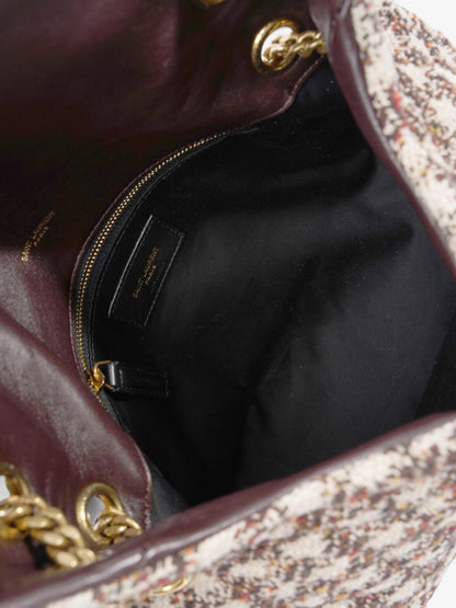 Saint Laurent Lou Lou Burgundy / Beige Tweed Medium