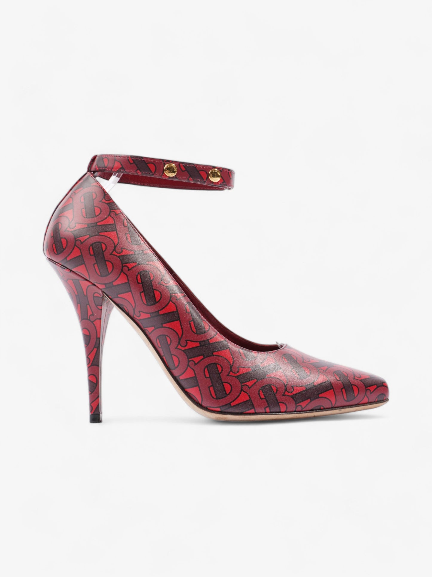 Burberry Red TB Monogram Heels 100 Red / Maroon  Leather EU 40 UK 7