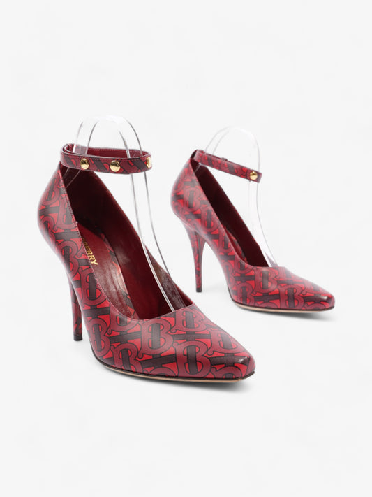 Burberry Red TB Monogram Heels 100 Red / Maroon  Leather EU 40 UK 7