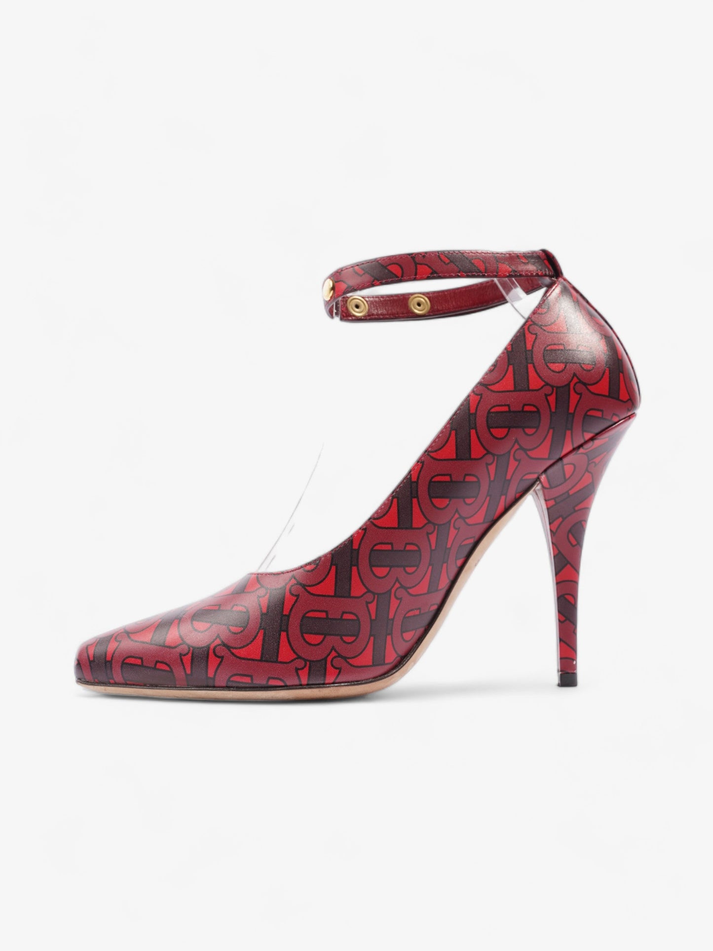 Burberry Red TB Monogram Heels 100 Red / Maroon  Leather EU 40 UK 7