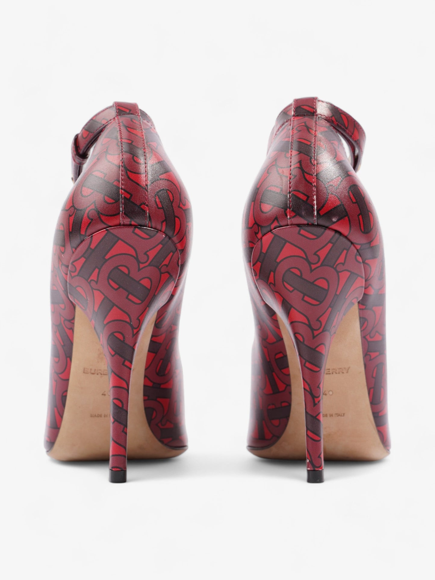 Burberry Red TB Monogram Heels 100 Red / Maroon  Leather EU 40 UK 7