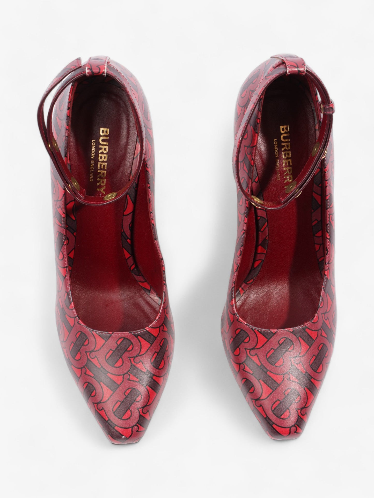 Burberry Red TB Monogram Heels 100 Red / Maroon  Leather EU 40 UK 7