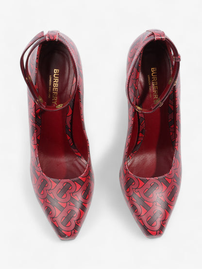 Burberry Red TB Monogram Heels 100 Red / Maroon  Leather EU 40 UK 7