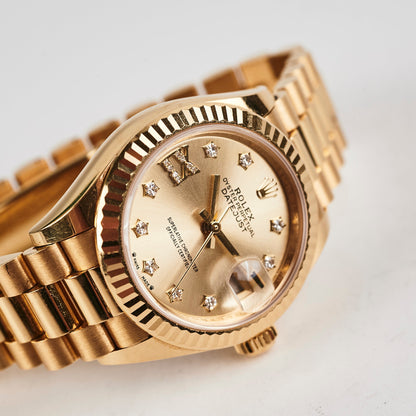 Rolex Datejust 28mm 18k Yellow Gold with Diamonds