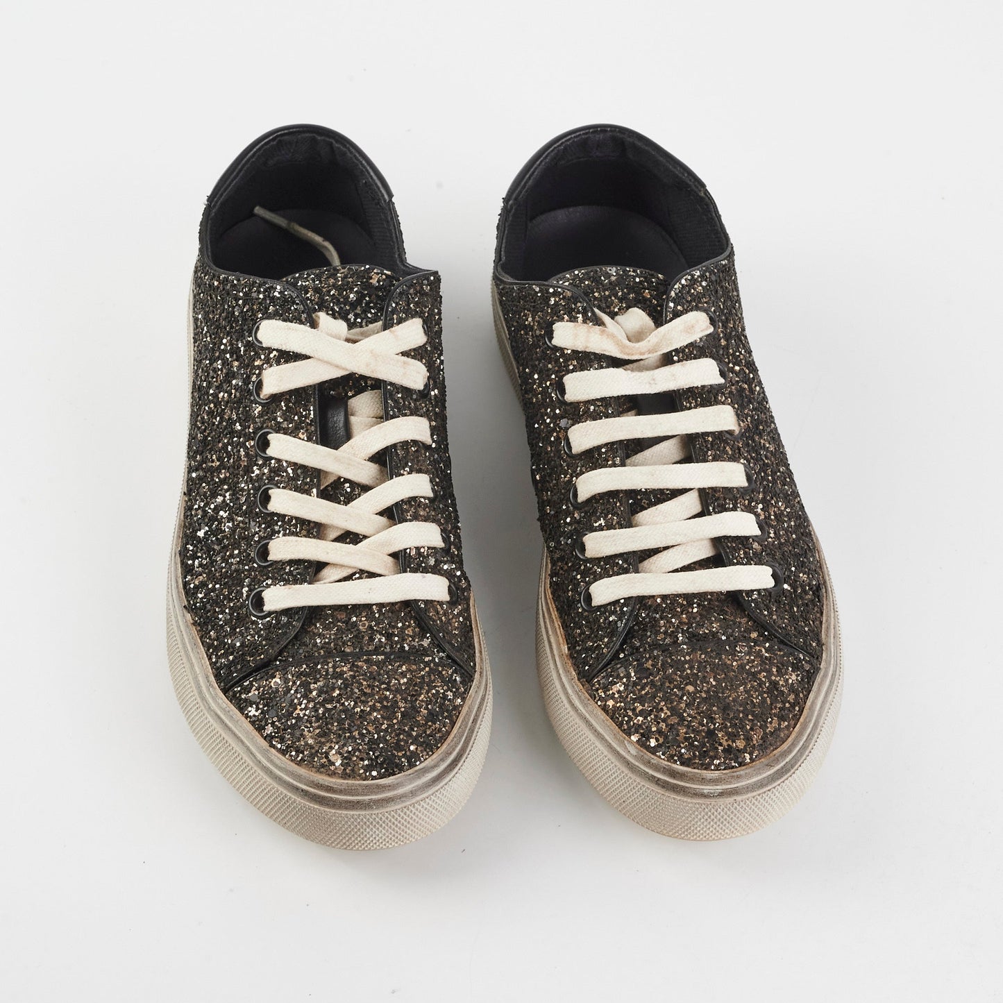 Saint Laurent Black Glitter Sneakers Size 35