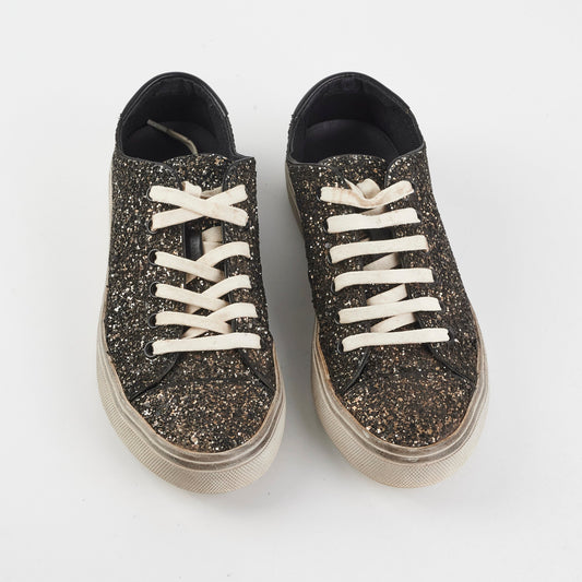 Saint Laurent Black Glitter Sneakers Size 35