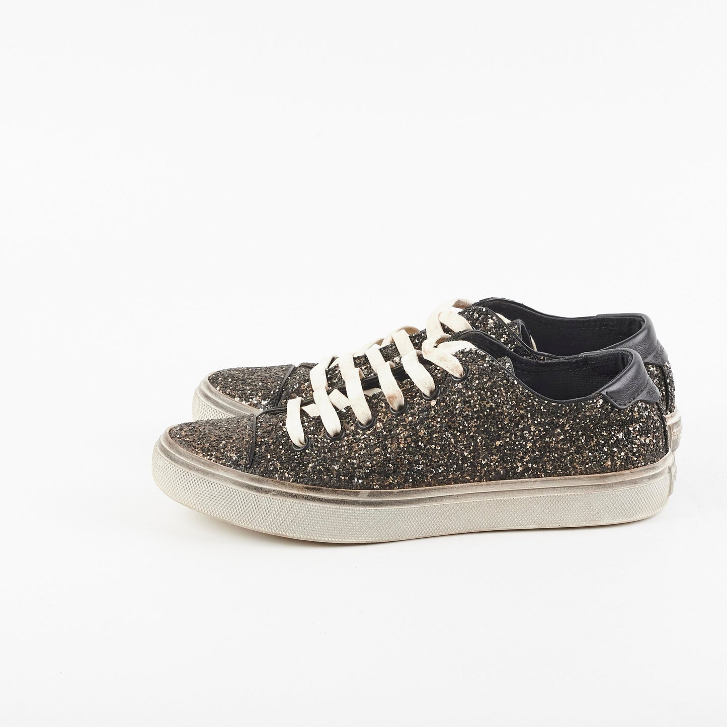 Saint Laurent Black Glitter Sneakers Size 35