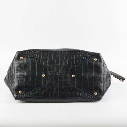 Chanel Black Croc Embossed Shopping Tote