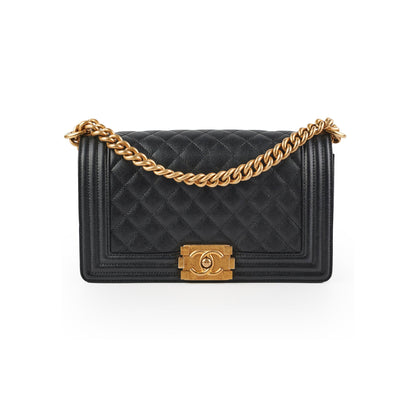 Chanel Old Medium Boy Caviar Black
