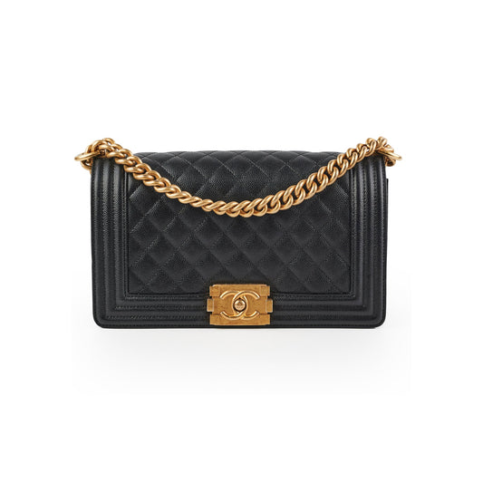Chanel Old Medium Boy Caviar Black