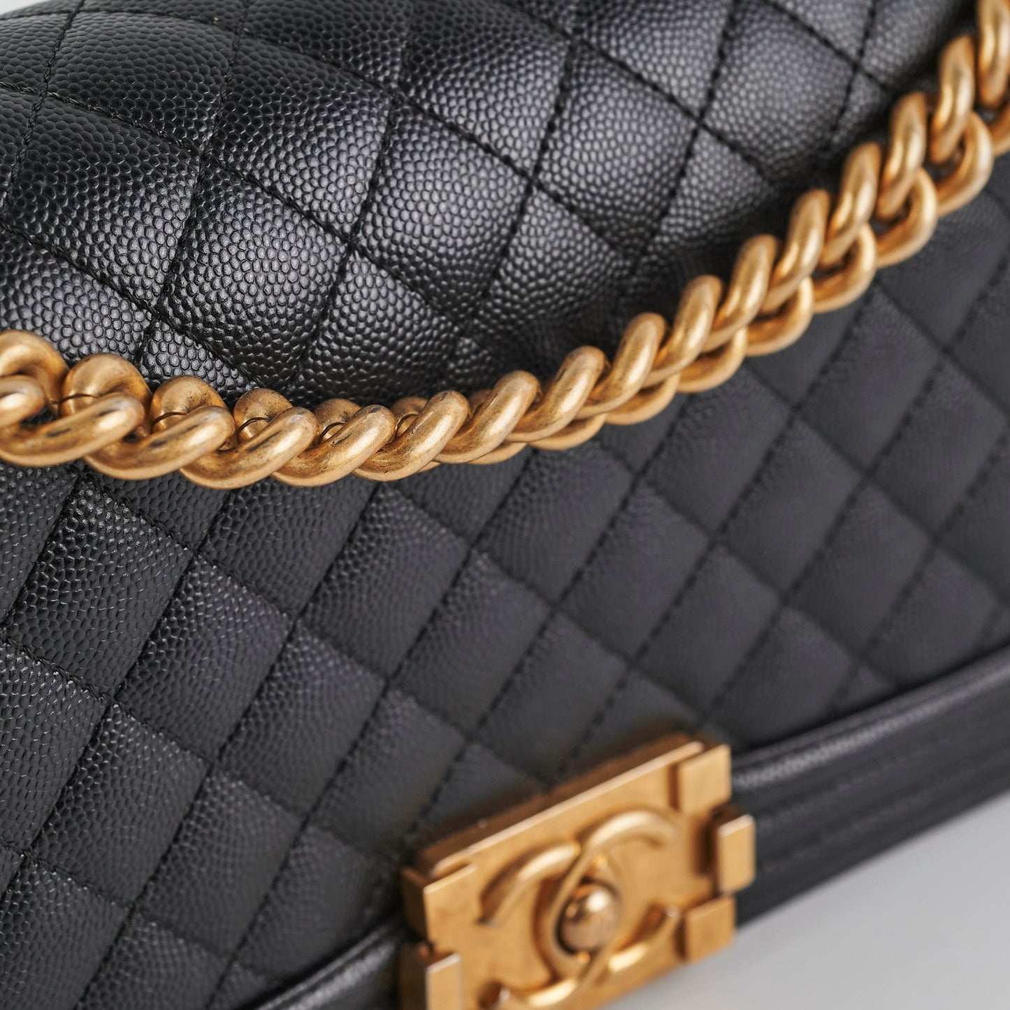 Chanel Old Medium Boy Caviar Black