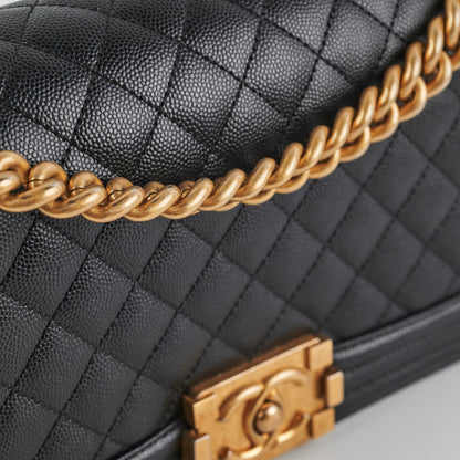 Chanel Old Medium Boy Caviar Black