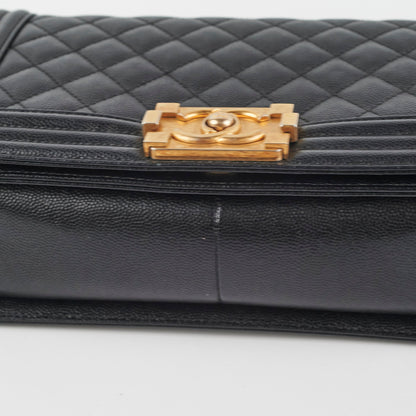 Chanel Old Medium Boy Caviar Black
