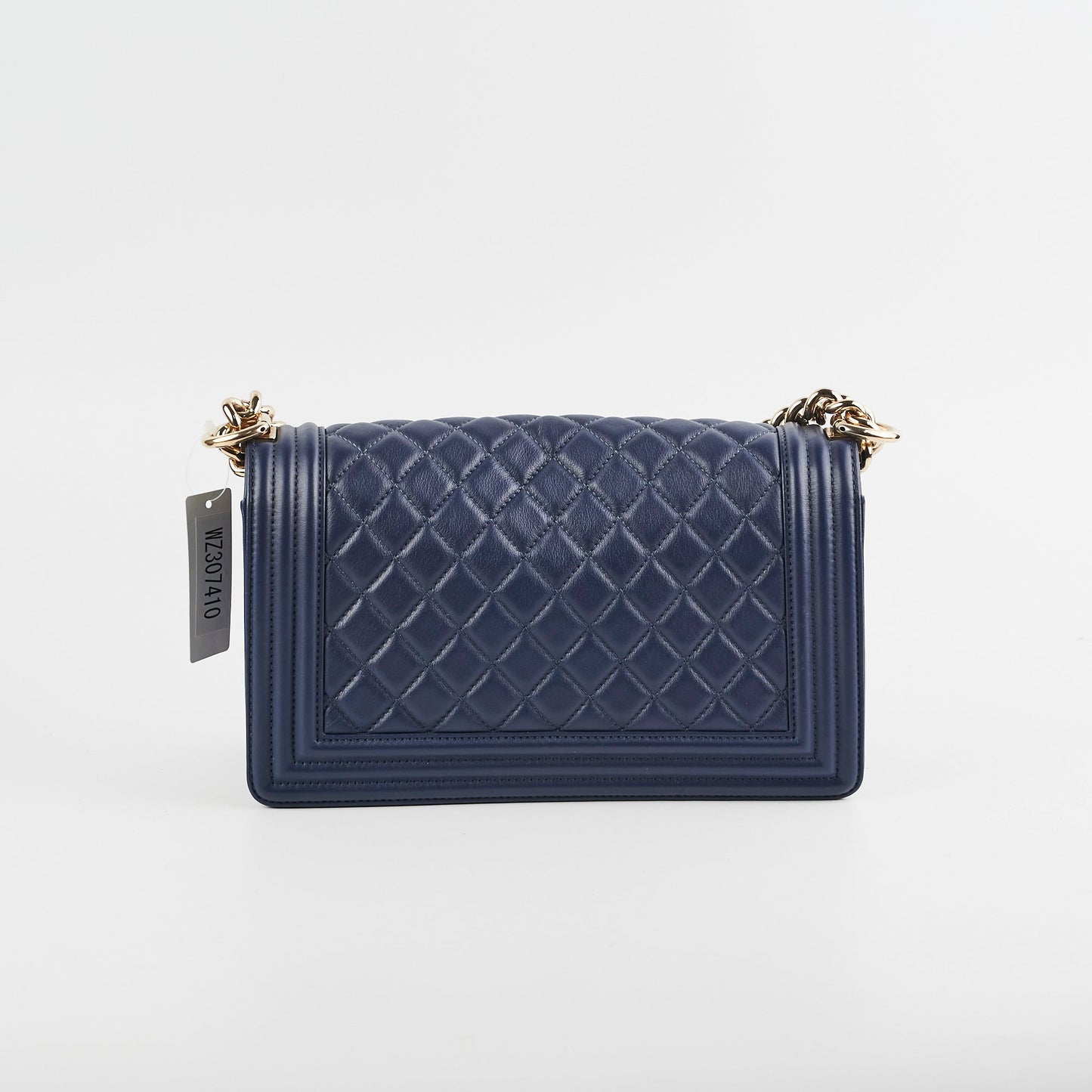 Chanel Old Medium Boy Lambskin Navy Bag