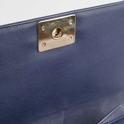Chanel Old Medium Boy Lambskin Navy Bag