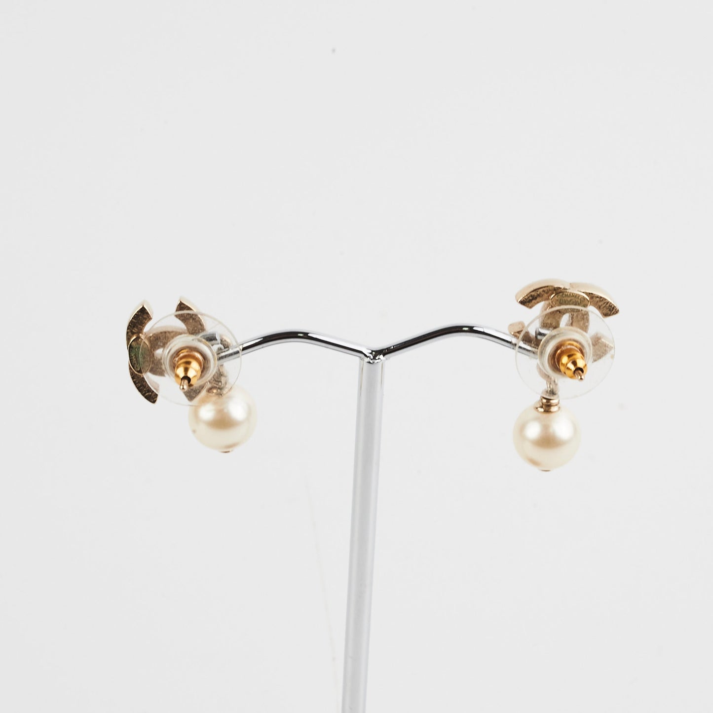 Chanel CC Gold Pearl Drop Earrings Costume Jewellery