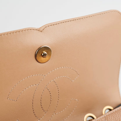 Chanel Beige Chain Flap Shoulder Bag