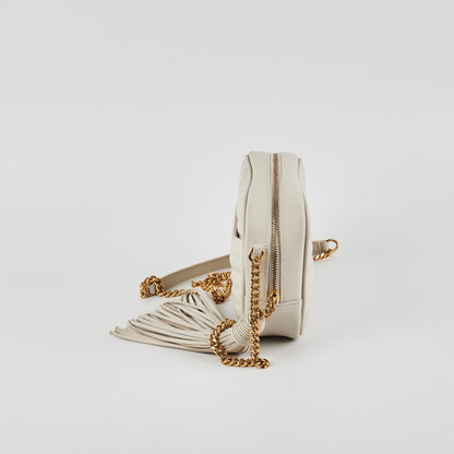 Saint Laurent Lou Mini Quilted Monogram Cream Camera Bag