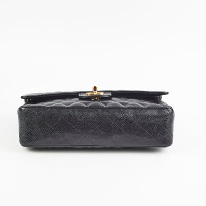 Chanel Caviar Medium/Large Double Classic Flap Black 24k Gold Plated Hardware