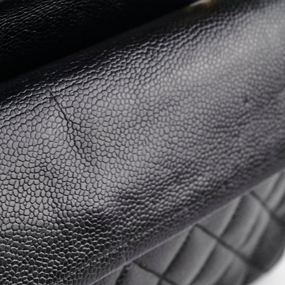 Chanel Caviar Medium/Large Double Classic Flap Black 24k Gold Plated Hardware