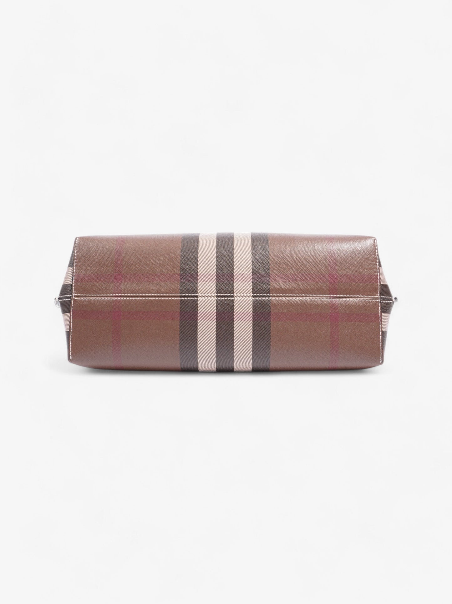 Burberry Check Tote Dark Birch Brown Calfskin Leather Medium