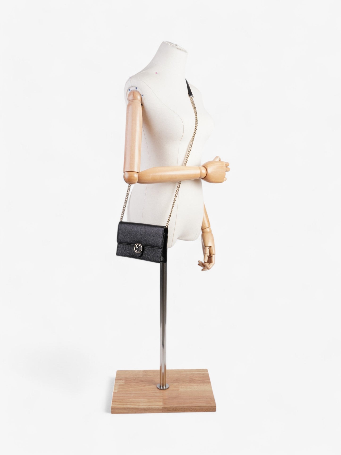 Gucci Interlocking G Chain Wallet Black Leather