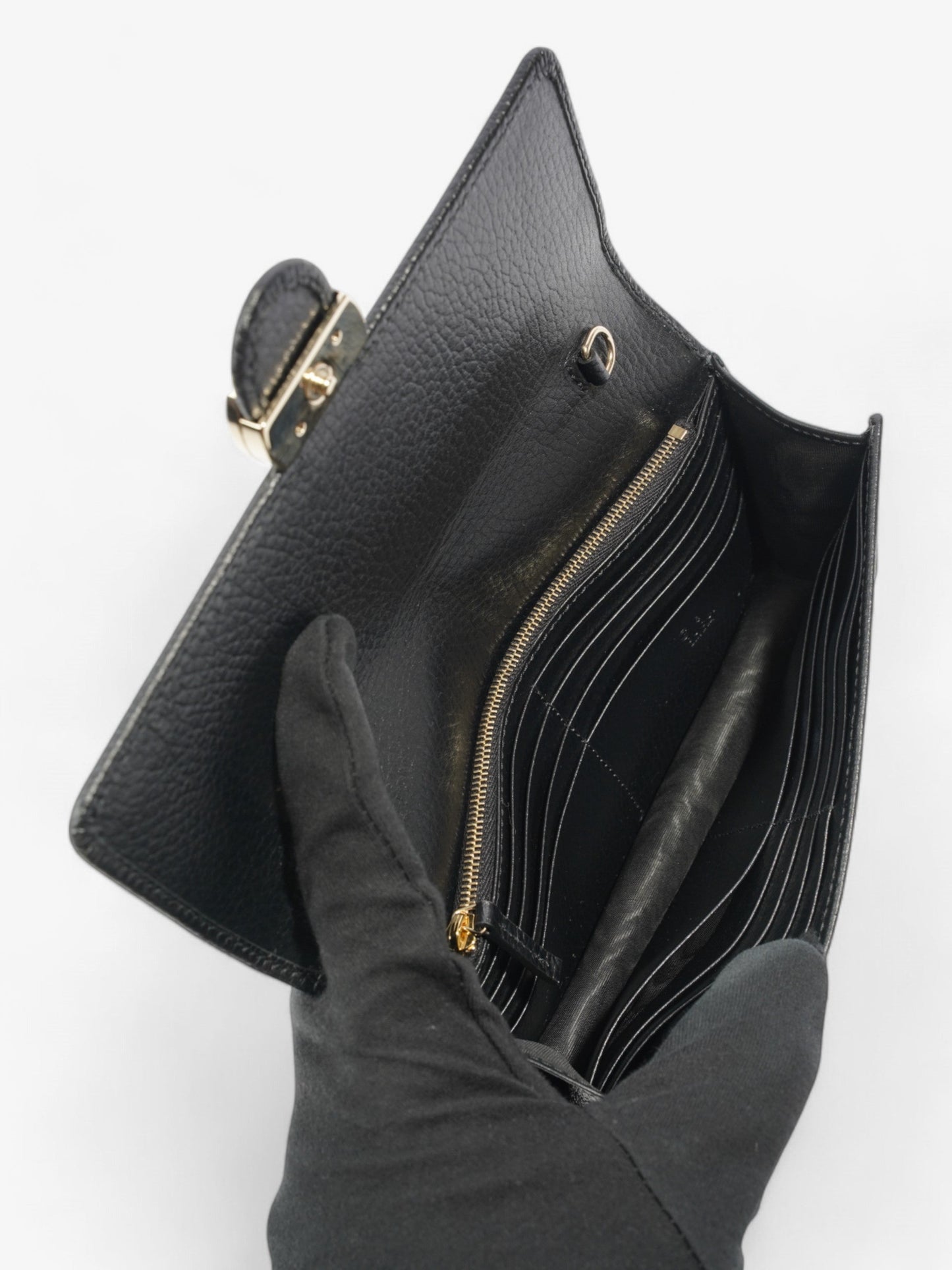 Gucci Interlocking G Chain Wallet Black Leather