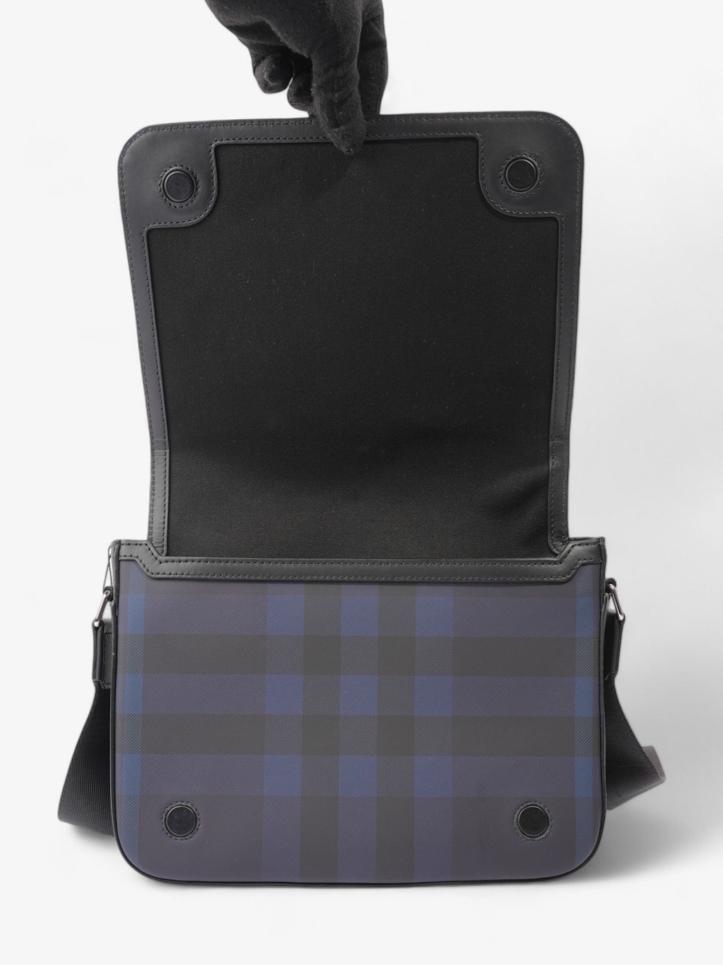 Burberry Alfred Navy Blue / Black Calfskin Leather Small