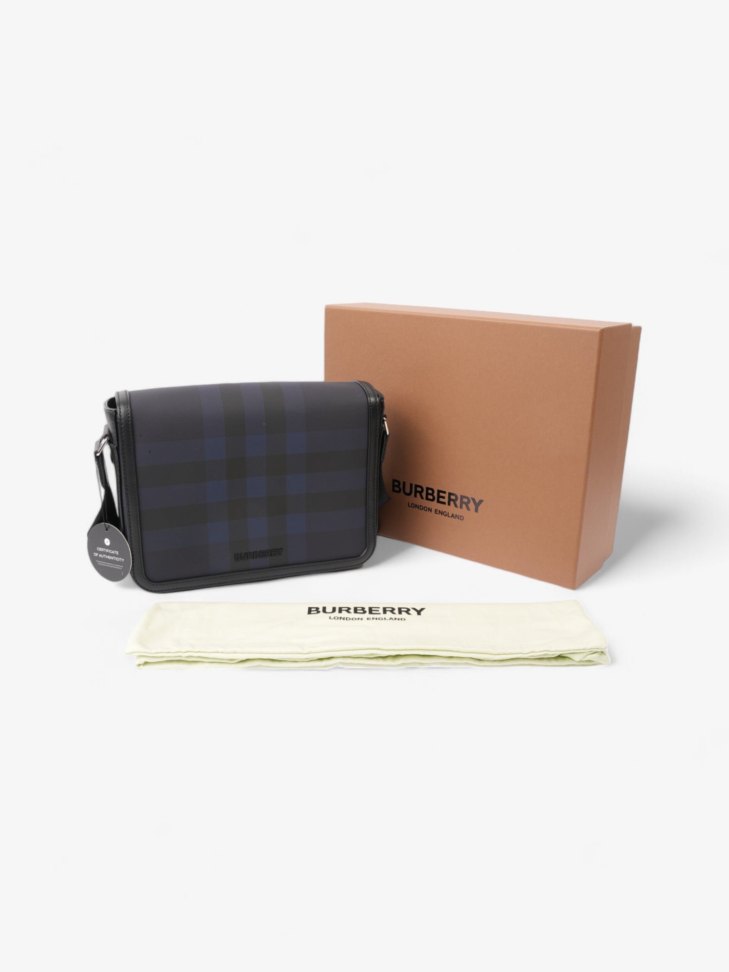 Burberry Alfred Navy Blue / Black Calfskin Leather Small
