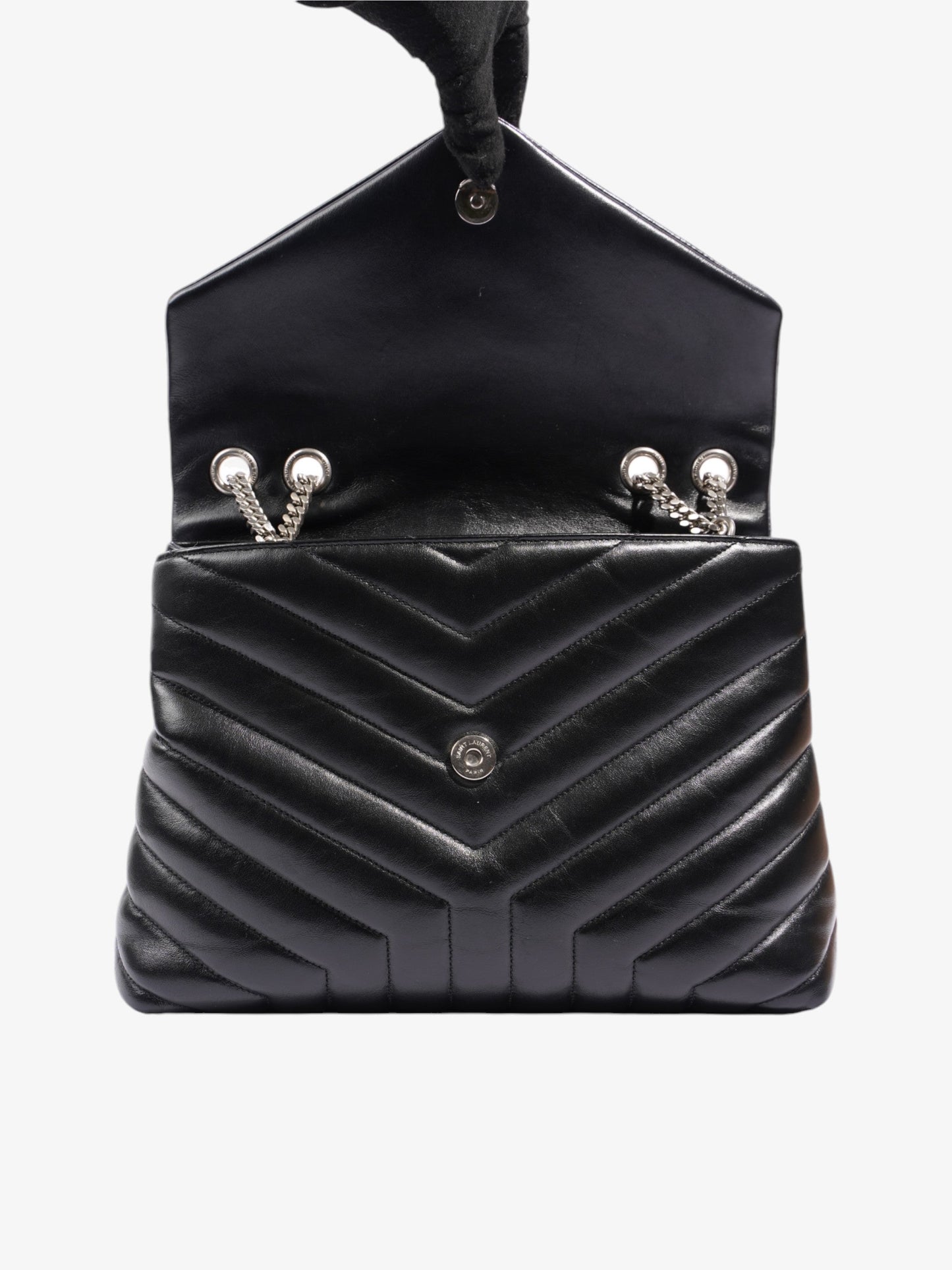 Saint Laurent Lou Lou Puffer Black Matelasse Leather Medium