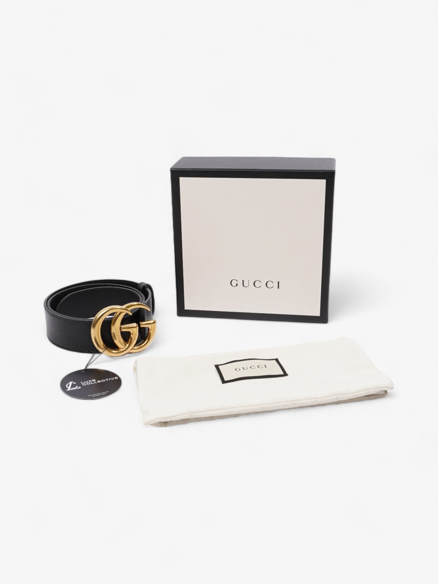 Gucci Double G Belt Black Leather 80cm 32"