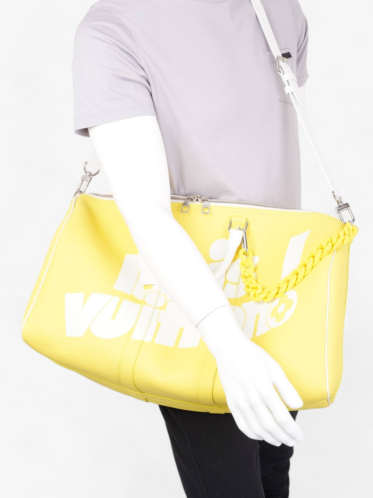 Louis Vuitton Keepall Bandouliere 50 Yellow / White Leather