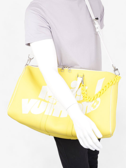 Louis Vuitton Keepall Bandouliere 50 Yellow / White Leather