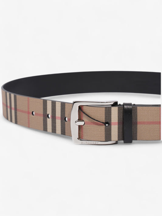 Burberry Checkered Belt Beige Checkered / Black Leather 90cm 36"