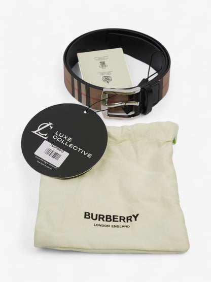 Burberry Checkered Belt Beige Checkered / Black Leather 90cm 36"