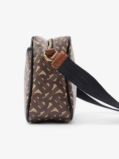 Burberry Monogram Stripe Zipped Brown  / Black / White Coated Canvas